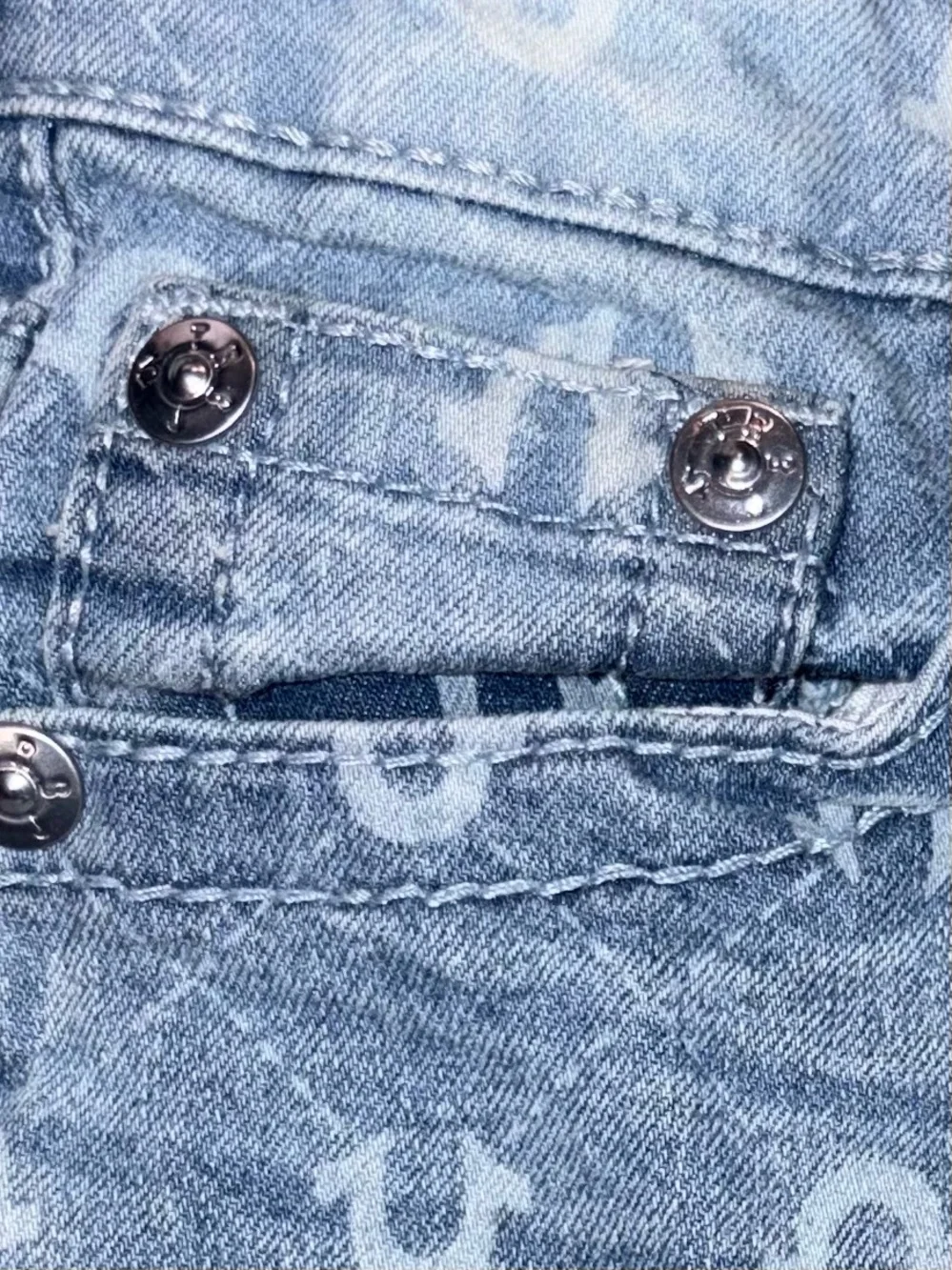 True Religion Light Blue Logo Print Denim Shorts for Kids